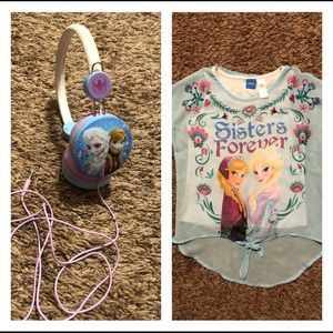 Girls10/12 Frozen shirt & headphones